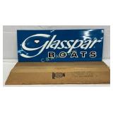 NOS Emb. Glasspar Boats Dealer Sign  24in x 9in