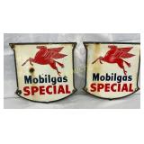 Pair 1946 Mobilgas Special Porc Pump Plates