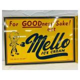1957 Mello Ice Cream Flange Sign, 18 x 12 1/2 in.