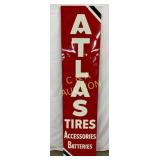 1961 Vertical Atlas Tires Metal Sign with Wooden F