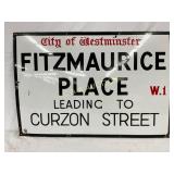 SSP, "Fitzmaurice Place, W.1,"Street Sign35 x 24