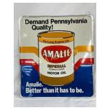 Emb. Amalie Motor Oil Metal Self-FramedSign, 18×2