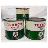Three Texaco Grease Cans: Two 5lb and One 1lb