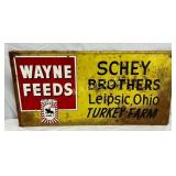 Wayne Feeds Metal Advertising Sign for Schey Broth