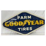 Good Year Farm Tires Metal Convex Sign, 28 x 14 In