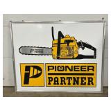 Pioneer Partner Emb. Chainsaw Sign With Wooden Fr