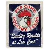 Emb. Red Comb Poultry Feeds Sign, 20in x 27in