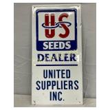 Emb. United Suppliers US Seeds Dealer Sign 12in by