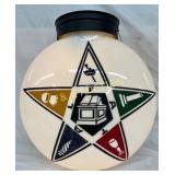 Double-Sided Milk Glass Hanging Globe with Masonic
