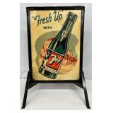 1950 7up DS Sidewalk Advertising Sign with Stand