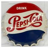 Pepsi-Cola Die-Cut Metal 31-Inch Bottle Cap Sign w