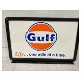 Metal Gulf DS Topper Sign with Slogan 24×16
