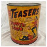 Teasers Popped Corn Tin Can, 7×7.5 Inches
