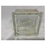 Clear Glass Coin Bank with Embossed Design, 5 x 3