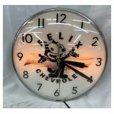 14 1/2-Inch Pam Clock Co. Felix Chevrolet Light-Up