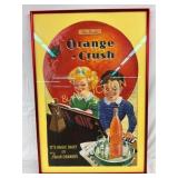 Orange Crush Framed Adv. Sign, 24 1/2in x 38 1/2in