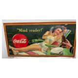 58×29 Framed Early Coca-Cola "Mind Reader" Cardboa