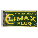 Climax Plug Double-Sided Porcelain Flange Sign, 17