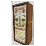 Wooden Sauers Flavoring Extracts Cabinet with Emb