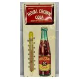 Emb. Royal Crown Cola Thermometer w/bottle, 6in x
