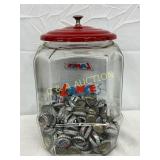 Glass Lance Jar With Restored Red Lid and Labeled