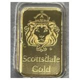1 Gram Scottsdale Mint .9999 Fine Gold Bar