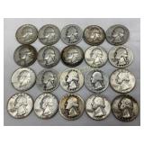 20 U.S. Silver Washington Quarters, 1932-1964