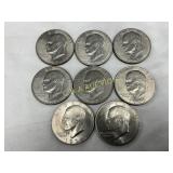 8 Eisenhower Silver Dollars, 40% Silver, 1971