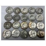 20 Pre-1964 90% Silver Washington Quarters, 1941-1