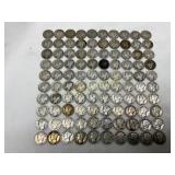 100 Pre-1964 90% Silver Mercury Dimes