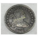 1795 Flowing Hair Silver Dollar with Draped Bust D