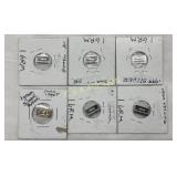 6 x 1-Gram .999 Fine Silver Bars/Coins (6 Grams To