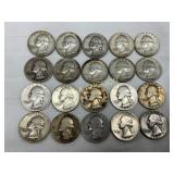 20 Pre-1964 90% Silver Washington Quarters, 1941-1