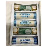 5 Rolls of Nickels Including 3 $2 Rolls and 2 West
