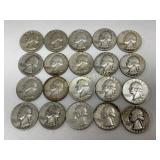 20 Silver Washington Quarters (1944-1964)