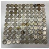Bulk Lot of 100 Roosevelt Dimes, 90% Pre-1964 Silv