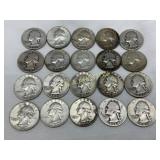 20 90% Silver Washington Quarters, 1935-1964