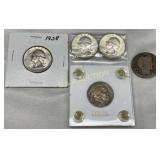 5 U.S. Coins Including 1938 Washington Quarter, Bu