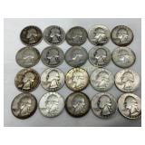 20 Pre-1964 90% Silver Washington Quarters (1942-1