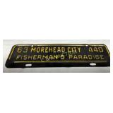 1963 Morehead City, NC Metal City Tag Plate: Fishe