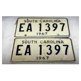 1967 South Carolina License Plates, EA 1397