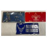 Three Air Force-Themed License Plates, Metal and P