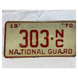 1970 North Carolina National Guard License Plate