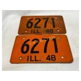 Illinois 1948 Masonite License Plates with Serial