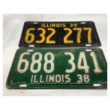 Illinois License Plates, 1938 and 1939
