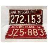 Missouri License Plates, 1955 and 1977
