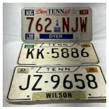 Three Tennessee License Plates from 1968-1997