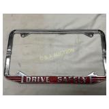 Chrome Metal License Plate Frame with ï¿½Drive Safel