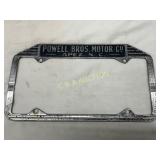 Metal License Plate Frame with Powell Bros. Motor