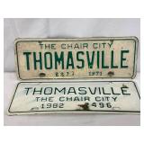 Two Thomasville ï¿½The Chair Cityï¿½ License Plates (1